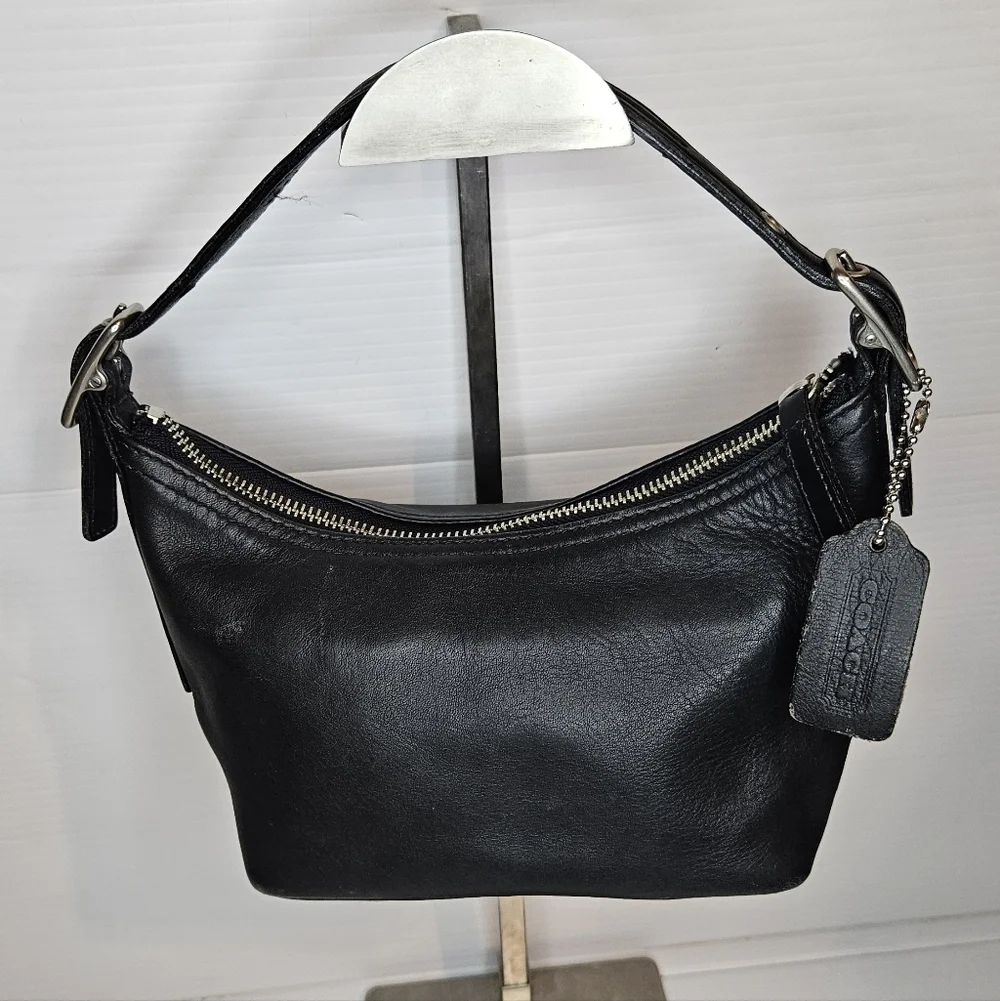 Coach Mini Demi Hobo Baguette Black Leather Purse 9844 Vintage Y2K 2002